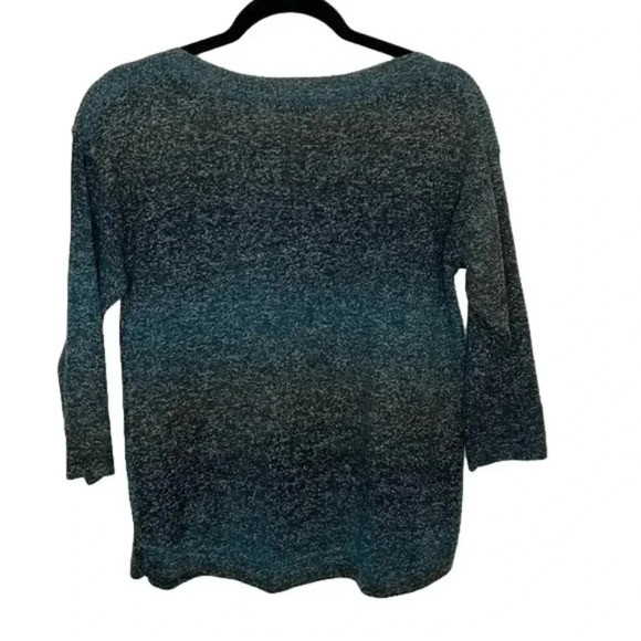 Croft & Barrow Ombré Green 3/4 Crewneck Knit Light Sweater Petite Small - Picture 3 of 5